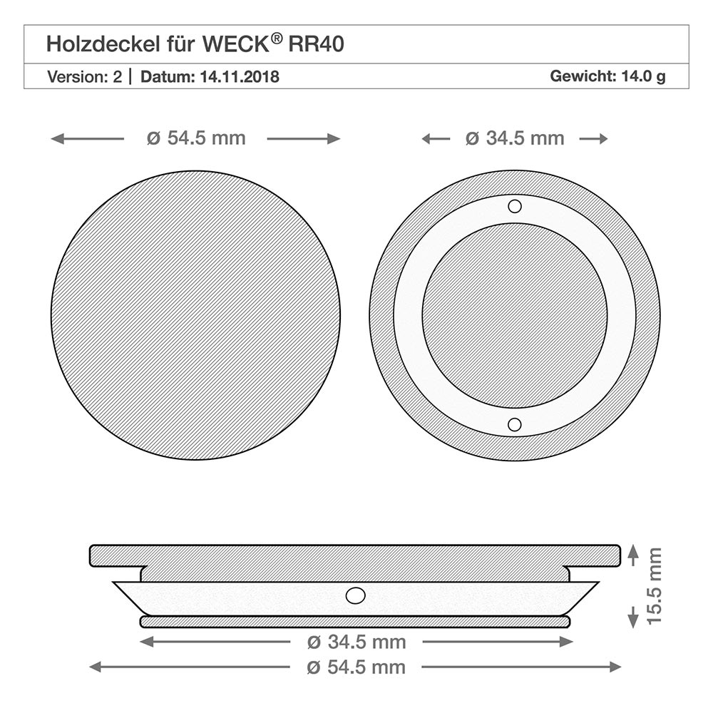 145ml Zylinderglas WECK RR40 mit Holzdeckel