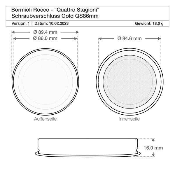 1000ml Rundglas "Quattro Stagioni" mit Deckel