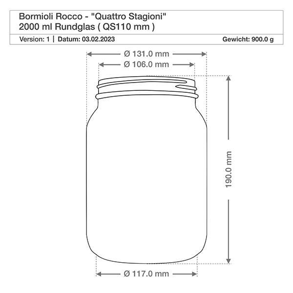 2000ml Haushaltsglas "Quattro Stagioni"