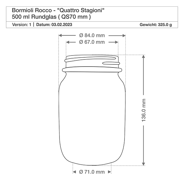 500ml Haushaltsglas "Quattro Stagioni"