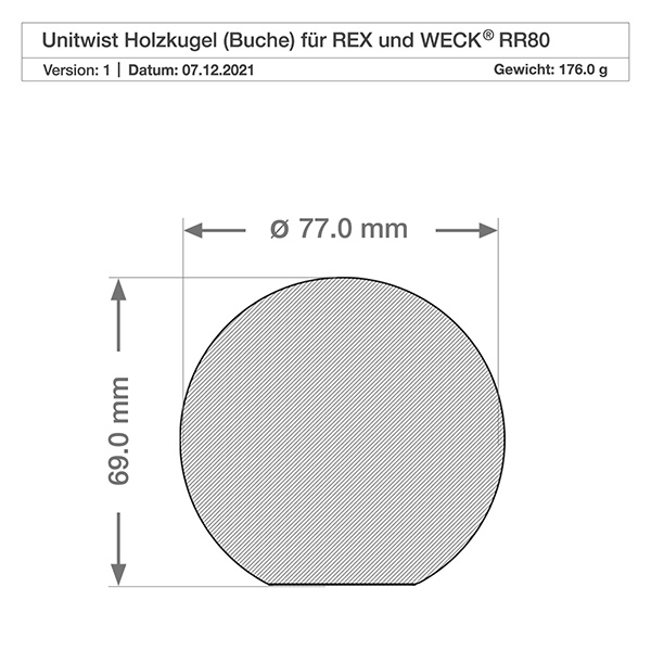 1040ml Zylinderglas WECK RR80 mit Holzkugel Buche