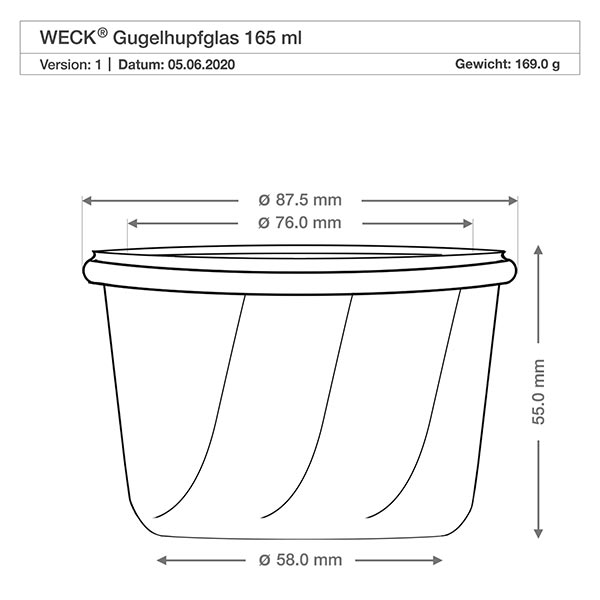 165ml Gugelhupfglas mit Glasdeckel WECK RR80