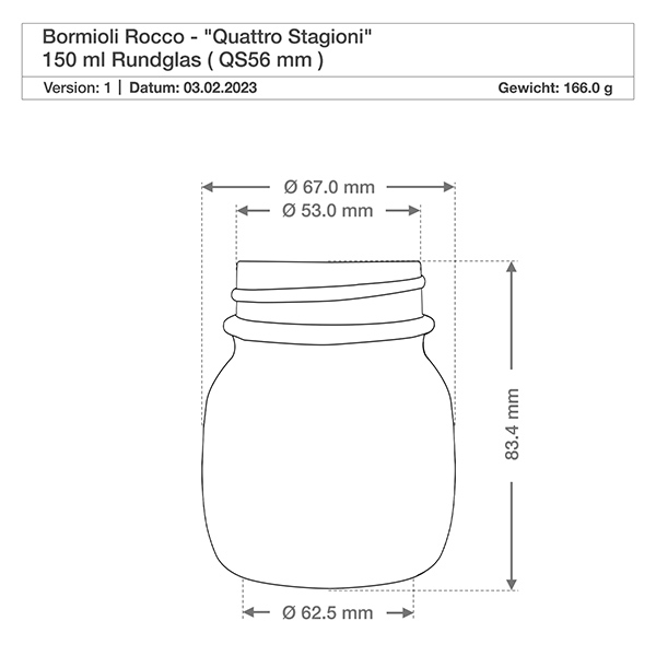 150ml Haushaltsglas "Quattro Stagioni"