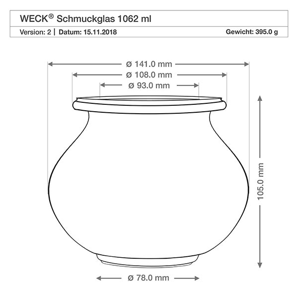 1062ml Schmuckglas WECK RR100 mit Holzkugel Buche