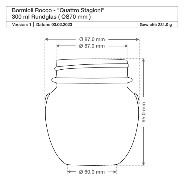 300ml Rundglas "Quattro Stagioni" mit Deckel