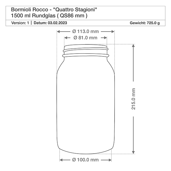 1500ml Rundglas "Quattro Stagioni" mit Deckel