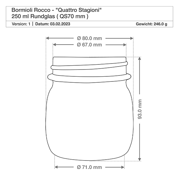 250ml Haushaltsglas "Quattro Stagioni"