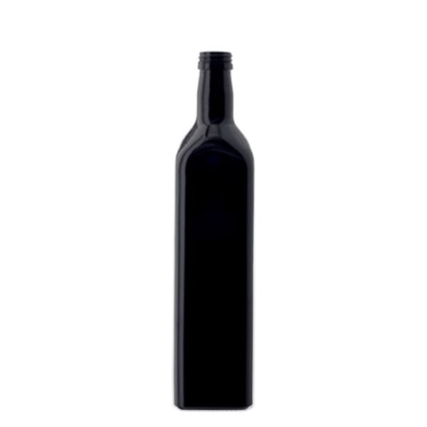 Eckige Flasche Violettglas 750ml (Ölflasche), UNI 10155