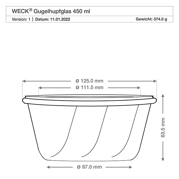 450ml Gugelhupfglas WECK RR120