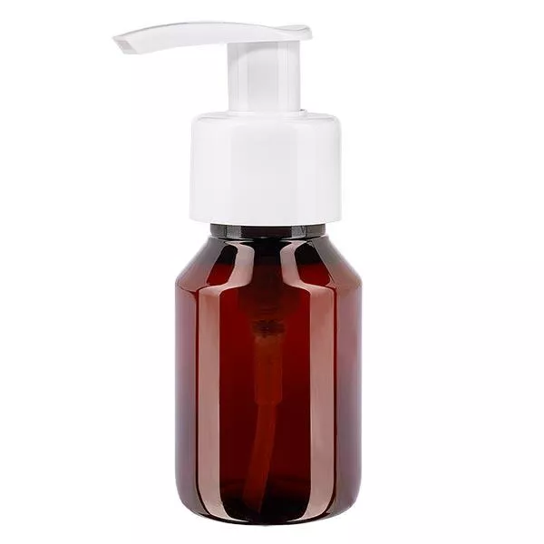 PET Flasche 50ml mit Dispenserpumpe weiss