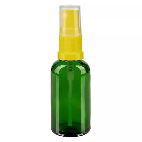 30ml grüne Sprayflasche STD gelb/transp. ApoGlas