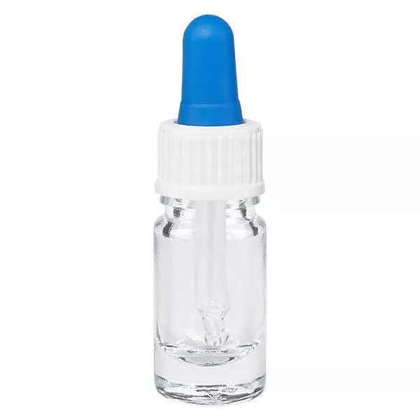 5ml klare Pipettenflasche OV weiss/blau ApoGlas