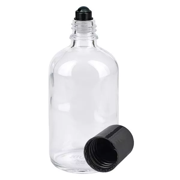 100ml klare Roll-On Flasche STD schwarz ApoGlas