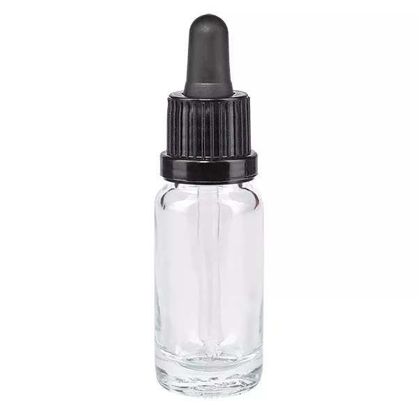 Apothekenfl. klar 10ml Pipette schwarz/schwarz OV