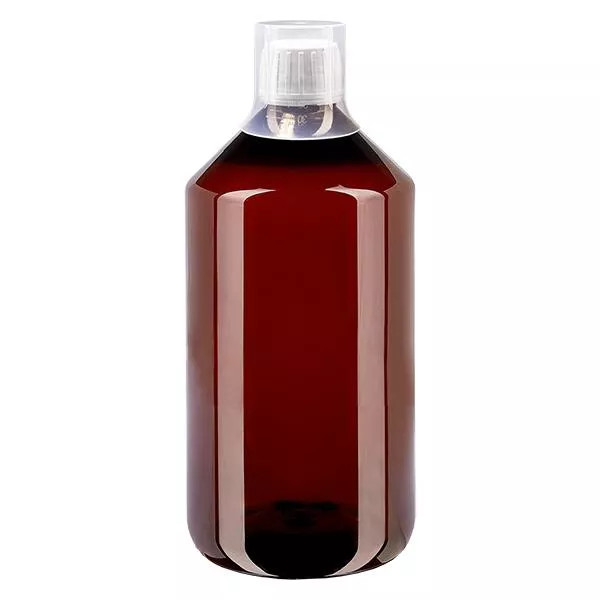 PET Flasche 750ml mit weissem Verschl. OV + Becher