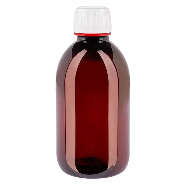 PET Flasche 250ml mit weiss/rotem Verschl. OV