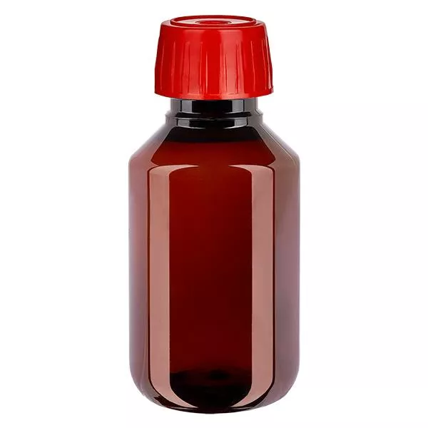 PET Flasche 100ml mit EntgasungsVerschl. rot