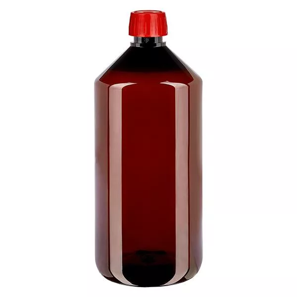 PET Flasche 1000ml mit EntgasungsVerschl. rot