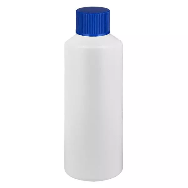 Apothekenflasche HDPE 75ml weiss, mit blauem SV