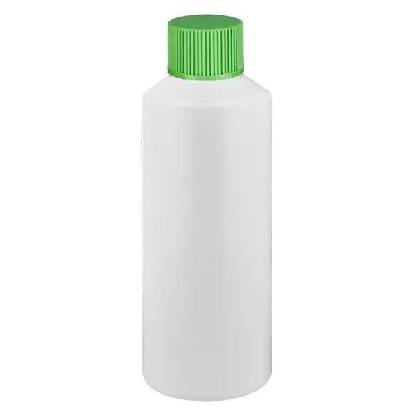 Apothekenflasche HDPE 75ml weiss, mit grünem SV