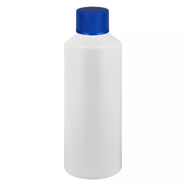 Apothekenflasche HDPE 100ml weiss, mit blauem SV