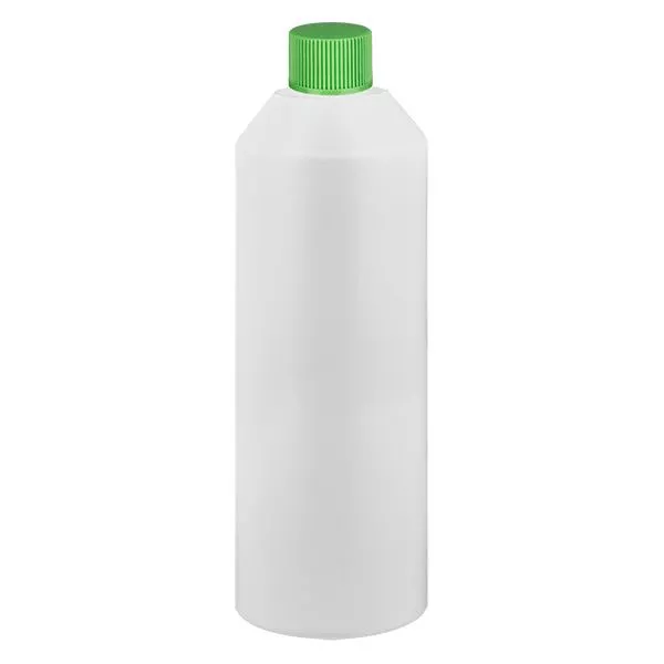 Apothekenflasche HDPE 250ml weiss, mit grünem SV