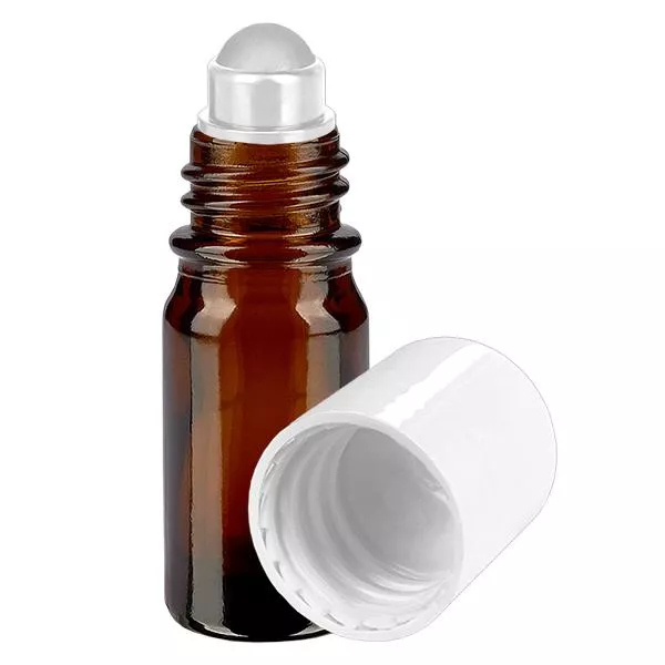 5ml braune Roll-On Flasche STD weiss ApoGlas