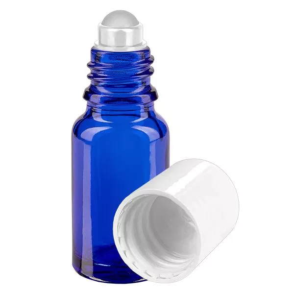 10ml blaue Roll-On Flasche STD weiss ApoGlas
