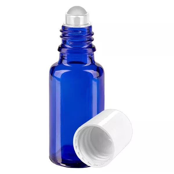 20ml blaue Roll-On Flasche STD weiss ApoGlas