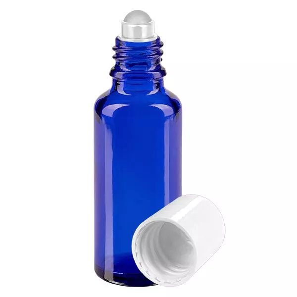30ml blaue Roll-On Flasche STD weiss ApoGlas