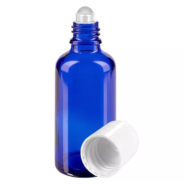 50ml blaue Roll-On Flasche STD weiss ApoGlas