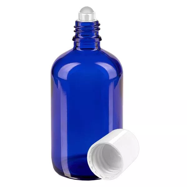 100ml blaue Roll-On Flasche STD weiss ApoGlas