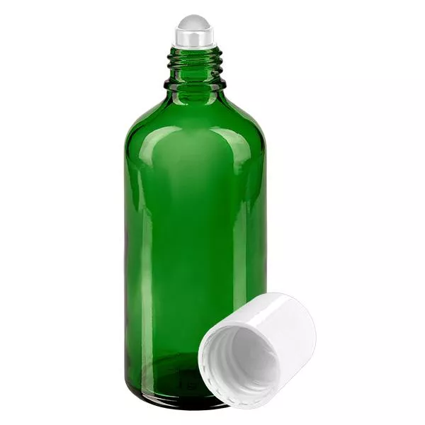 100ml grüne Roll-On Flasche STD weiss ApoGlas