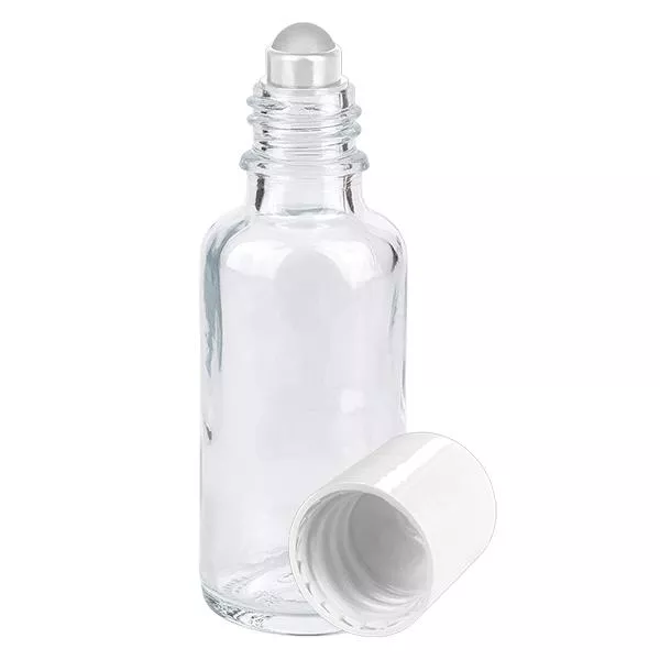 30ml klare Roll-On Flasche STD weiss ApoGlas