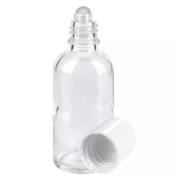 50ml klare Roll-On Flasche STD weiss ApoGlas