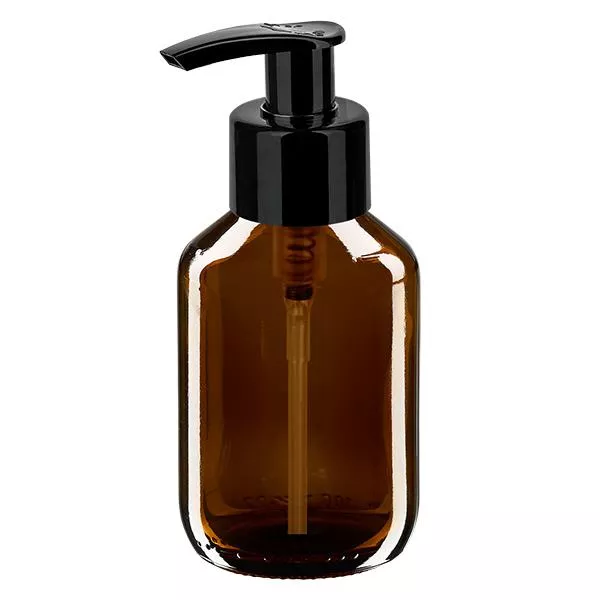 100ml Medizinflasche braun, mit Dispenserpumpe schwarz ApoGl