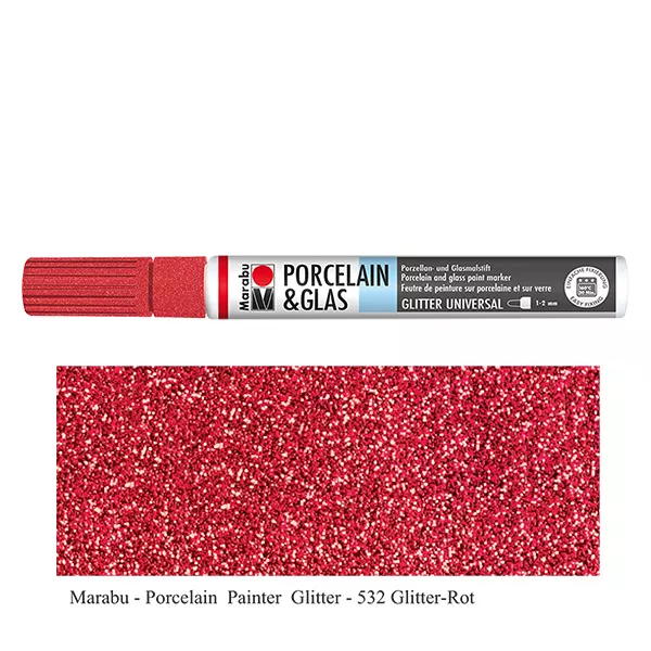 Malstift Glitter-Rot 1-2mm für Glas/Porzellan (532)