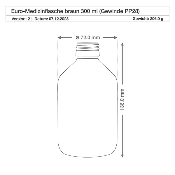 300ml Medizinflasche braun mit Zerstäuber schwarz