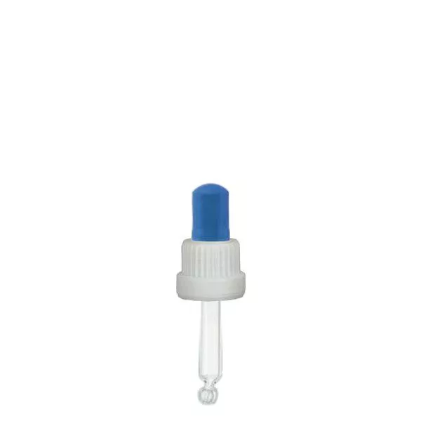 Glas-Tropfpipette weiss/blau 18mm PL44 St