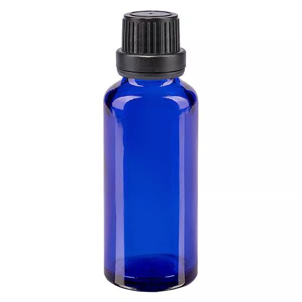 30ml blaue Tropfflasche OV schwarz/2mm ApoGlas