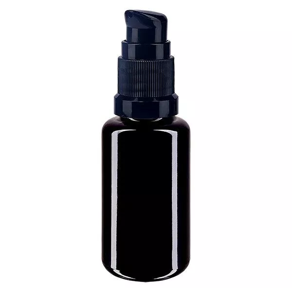 Apothekenfl. viol. 20ml PumpVerschl. schwarz St