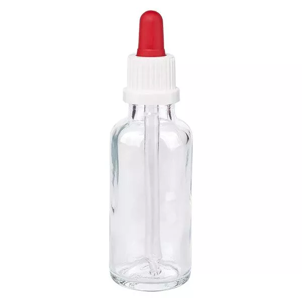 30ml klare Pipettenflasche OV weiss/rot ApoGlas