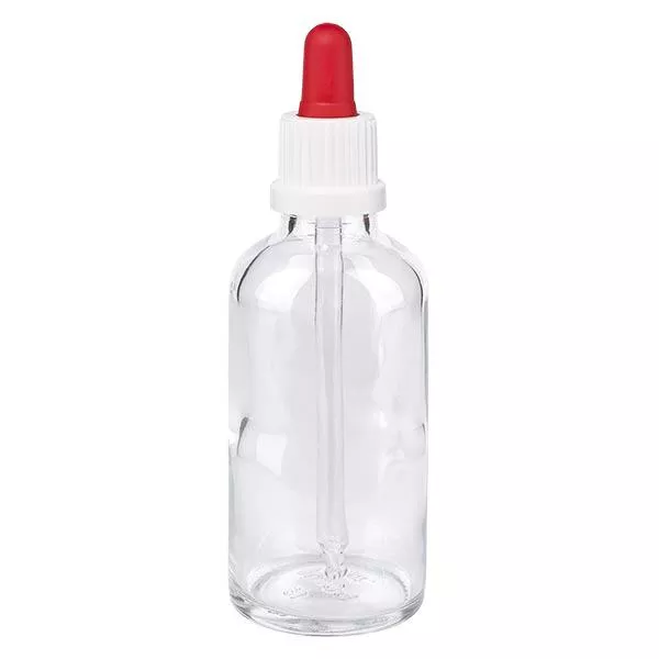 50ml klare Pipettenflasche OV weiss/rot ApoGlas