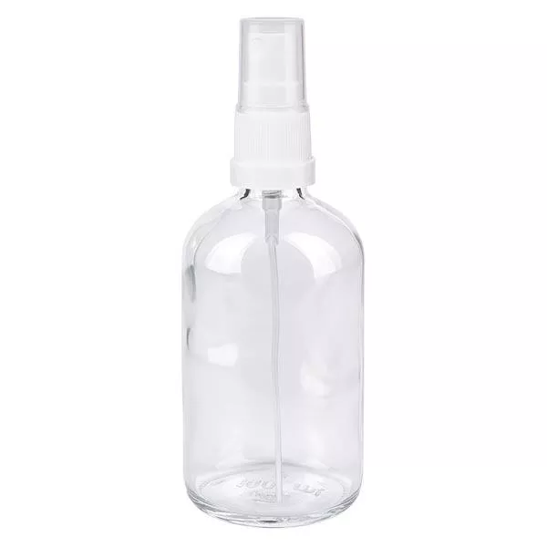 100ml klare Sprayflasche STD weiss/transp. ApoGlas