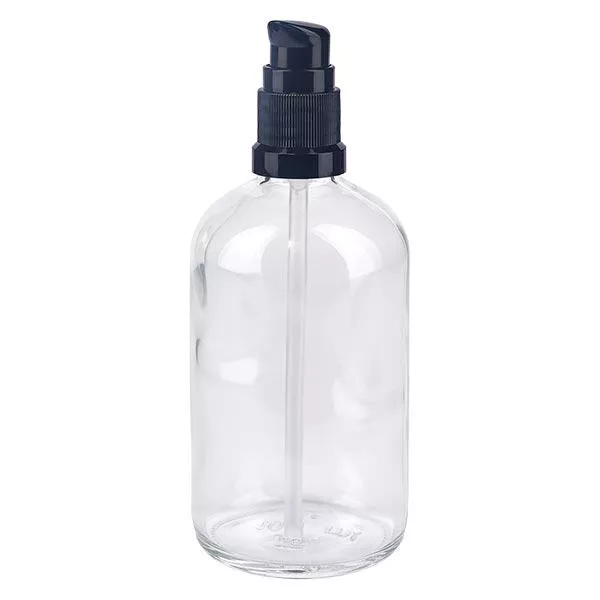 100ml klare Pumpflasche STD schwarz ApoGlas