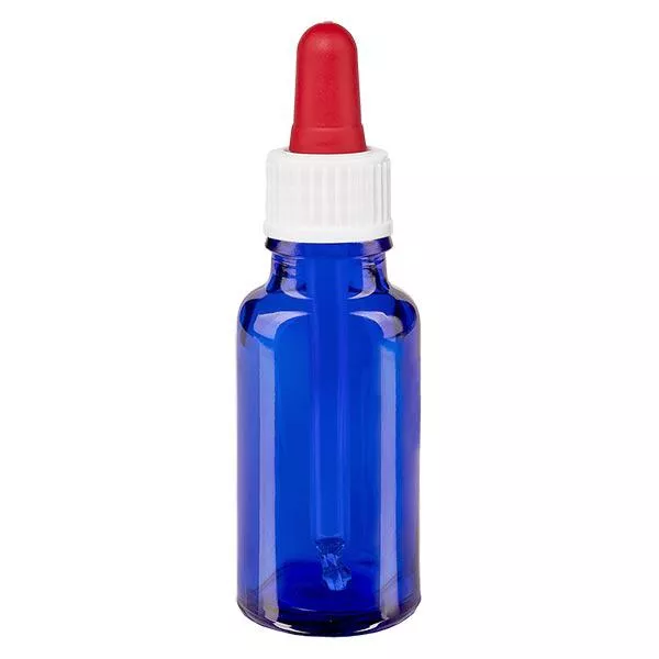 20ml blaue Pipettenflasche OV weiss/blau ApoGlas