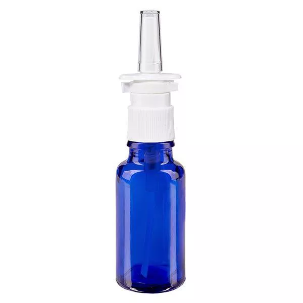 20ml blaue Nasensprayflasche weiss/tr. STD ApoGlas