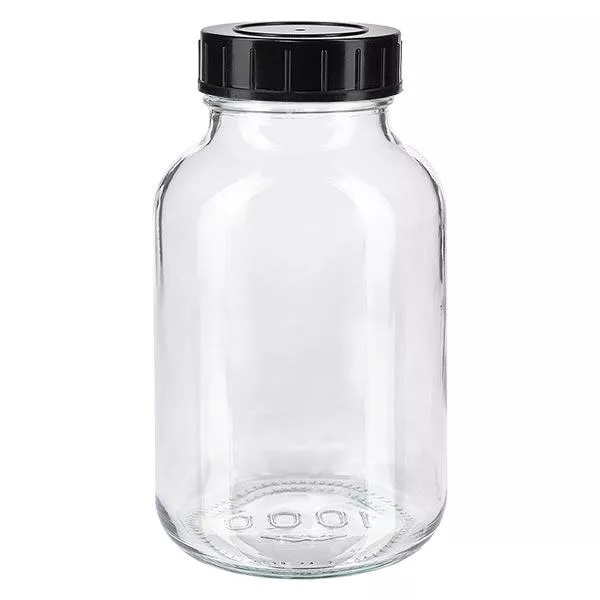 1000ml Weithalsflasche Klarglas mit Schraubdecke