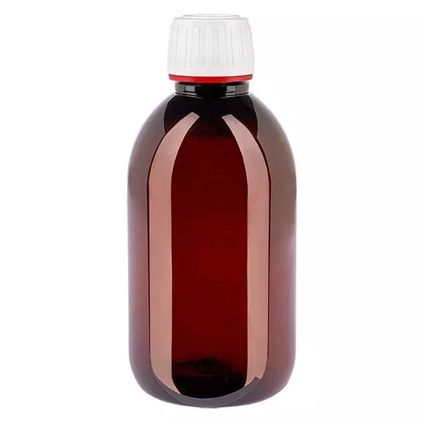 PET Flasche 250ml mit weissem OV fein geriffelt