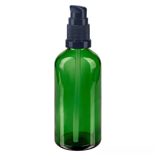 100ml grüne Pumpflasche STD schwarz ApoGlas